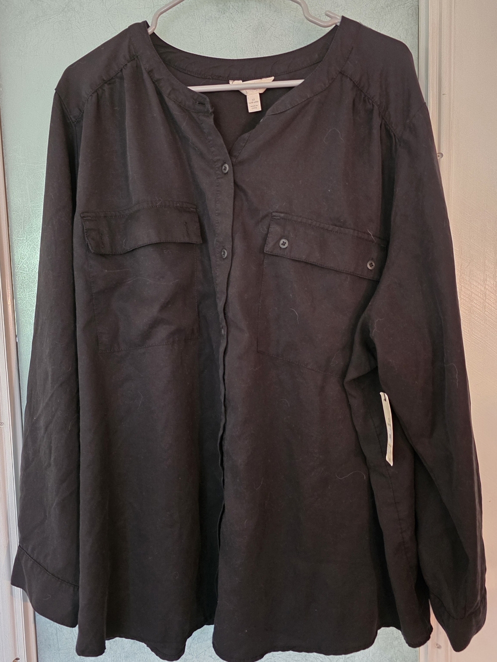 Terra & Sky Black Button-Down Utility Shirt